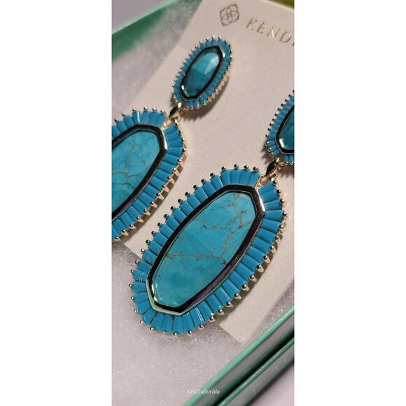 Vintage Kendra Scott Kaki Earrings Turquoise - Picture 6 of 14